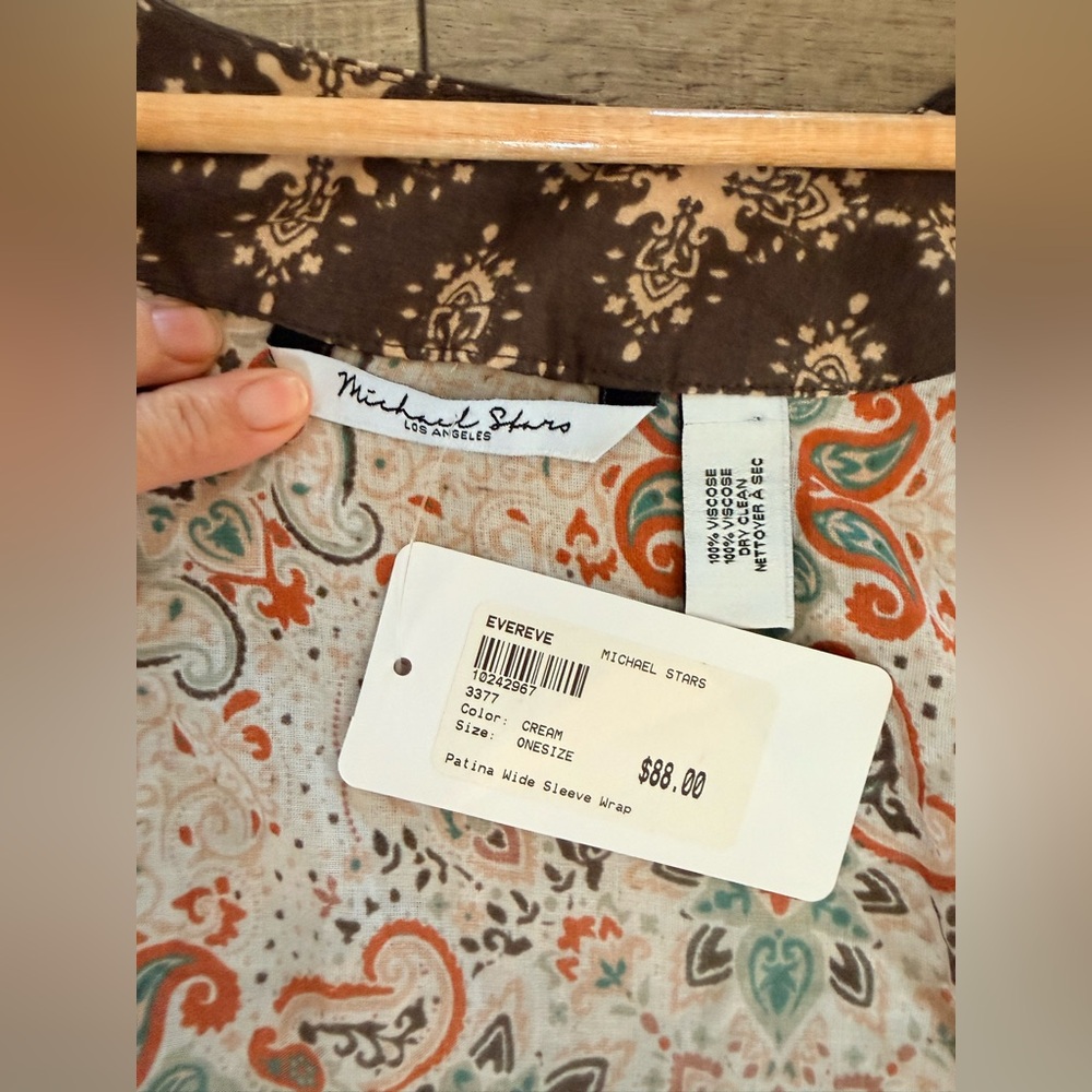 NWT Michael Stars Evereve Wide Sleeve Kimona Wrap One Size Paisley - Picture 3 of 7